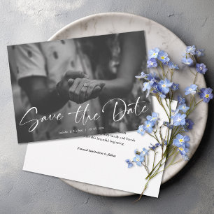 Elegantes Schwarz-Weiß-Foto zur Hochzeit in Schrei Save The Date