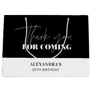 Elegantes Schwarz Weiß Geburtstags Danke Große Geschenktüte