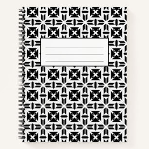 Elegantes Schwarz-Weiß-Geometrie-Muster Notizbuch