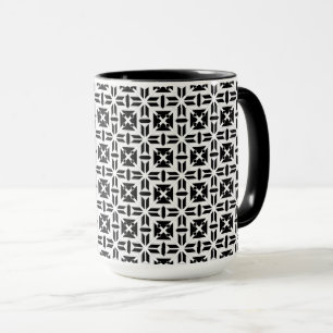 Elegantes Schwarz-Weiß-Geometrie-Muster Tasse