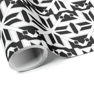 Elegantes Schwarz-Weiß-Geometrisches Muster Geschenkpapier