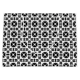 Elegantes Schwarz-Weiß-Geometrisches Muster Große Geschenktüte