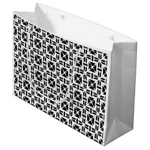 Elegantes Schwarz-Weiß-Geometrisches Muster Große Geschenktüte