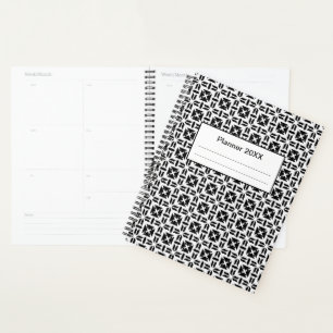 Elegantes Schwarz-Weiß-Geometrisches Muster Planer