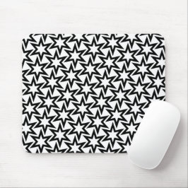 Elegantes Schwarz-Weiß-Geometrisches Sternmuster Mousepad