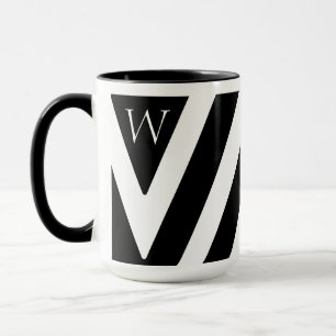 Elegantes Schwarz/Weiß gestreiftes Design Tasse