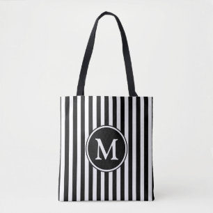 Elegantes Schwarz-weiß gestreiftes Monogramm