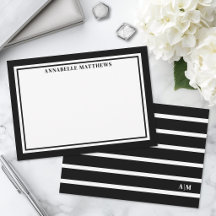 Elegantes Schwarz-Weiß gestreiftes Monogramm