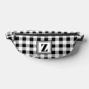 Elegantes Schwarz-Weiß-Gingham mit anpassbarem Mon Bauchtasche