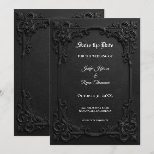 Elegantes Schwarz-Weiß-Gotisch 'Save the Date' Ankündigung