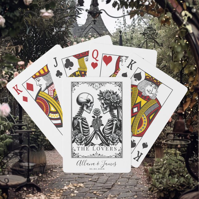 Elegantes Schwarz-Weiß-Gotisches Tarot Hochzeit Spielkarten (Von Creator hochgeladen)