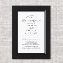 Elegantes Schwarz-Weiß-Hochzeit-Probe-Dinner