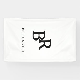 Elegantes Schwarz-Weiß-Hochzeitsmonogramm-Design Banner
