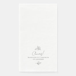 Elegantes Schwarz-Weiß-Hochzeitsprogramm Botanisch Serviette
