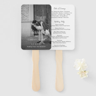 Elegantes Schwarz-Weiß-Hochzeitsprogramm modern Fächer