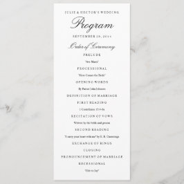 Elegantes Schwarz-Weiß-Hochzeitsprogramm Programm