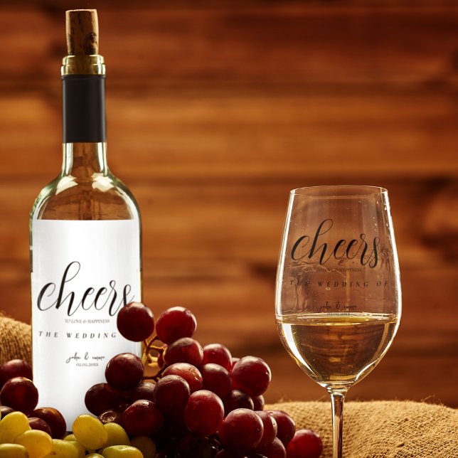 Elegantes Schwarz-Weiß-Hochzeitstil Alkoholflaschenetikett (Even your wedding drinks bottle can match your theme)