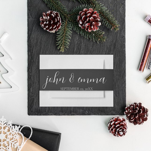 Elegantes Schwarz-Weiß-Hochzeitstil Einladungsbanderole (Use this style liner and make a perfect wedding envelope)