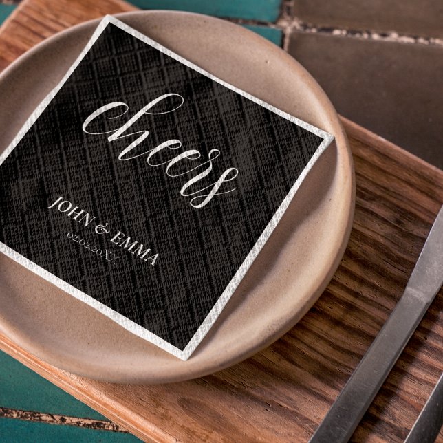 Elegantes Schwarz-Weiß-Hochzeitstil Serviette (Even your napkins can match your wedding theme)