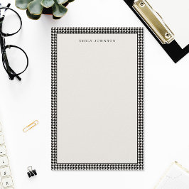 Elegantes Schwarz-Weiß-Houndstooth-Monogramm Briefpapier
