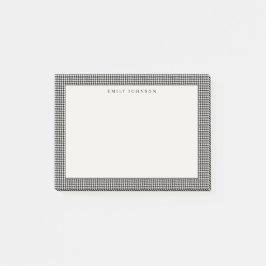 Elegantes Schwarz-Weiß-Houndstooth-Monogramm Post-it Klebezettel