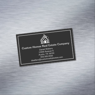 Elegantes Schwarz-Weiß-Immobilienunternehmen Haus Magnetische Visitenkarte