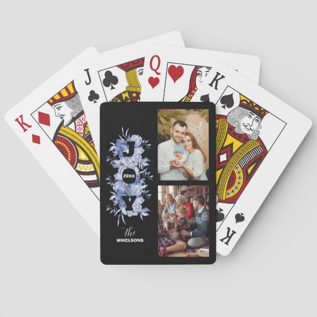 Elegantes Schwarz-Weiß-Joy Weihnachts-Foto Spielkarten (Rückseite)