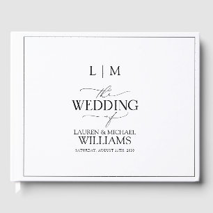 Elegantes Schwarz-Weiß-Kalligraphie-Monogramm Gästebuch