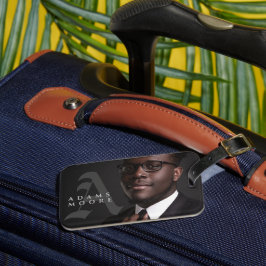 Elegantes Schwarz-Weiß-Klassisches Monogramm-Foto Gepäckanhänger