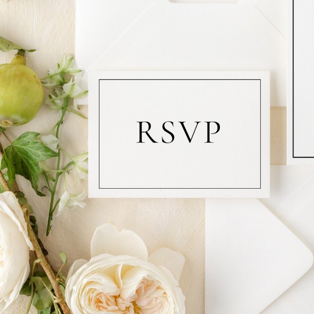 Elegantes Schwarz-Weiß-Klassisches Skript-UAWG RSVP Karte (Easily personalize this elegant, formal wedding rsvp to go with the suite)