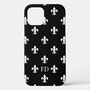 Elegantes Schwarz-Weiß-Lilie-Muster Case-Mate iPhone Hülle