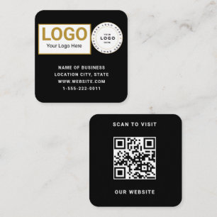 Elegantes Schwarz-Weiß-Logo QR-Code-Scan-Website Quadratische Visitenkarte