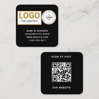 Elegantes Schwarz-Weiß-Logo QR-Code-Scan-Website Quadratische Visitenkarte