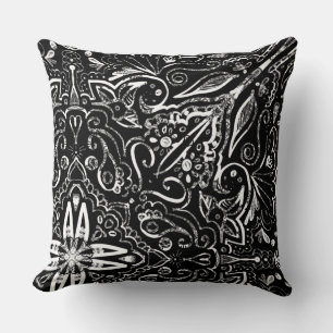 Elegantes Schwarz-Weiß-Mandala-Design Kissen