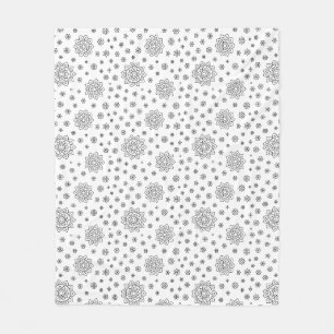 🖤 elegantes Schwarz-Weiß-Mandala-Muster Fleecedecke
