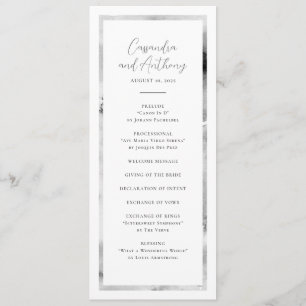 Elegantes Schwarz-Weiß-Marmor-Hochzeit Programm