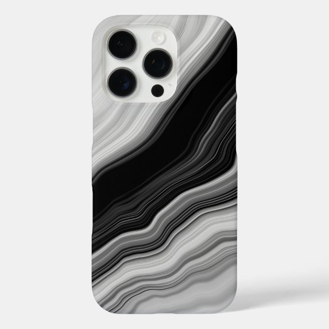 Elegantes Schwarz-Weiß-Marmor Swirl-Muster Case-Mate iPhone Hülle (Rückseite)