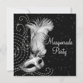 Elegantes Schwarz-Weiß-Masquerade-Party Einladung