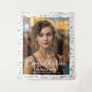 Elegantes Schwarz-Weiß-Mathe-Foto-Abschluss Wandteppich