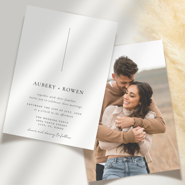 Elegantes Schwarz & Weiß Minimal Einfaches Foto Ho Einladung (Von Creator hochgeladen)