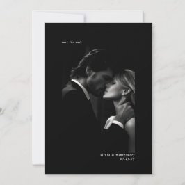 Elegantes Schwarz-weiß-Minimal-Foto Save the Date Einladung