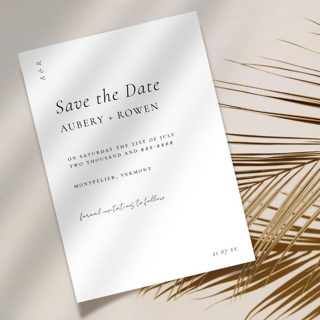 Elegantes Schwarz/Weiß Minimalistisch Einfache Hoc Save The Date (Von Creator hochgeladen)