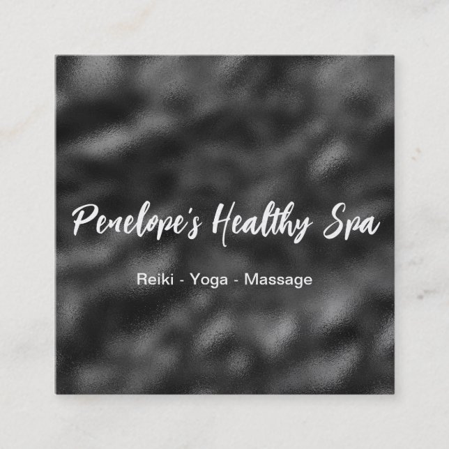 Elegantes Schwarz-Weiß-Minimalistisch Quadratische Visitenkarte (Vorderseite)