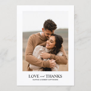 Elegantes Schwarz-Weiß-Minimalistisches Hochzeitsf Dankeskarte