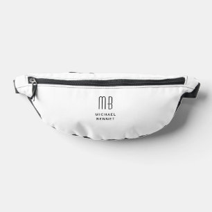 Elegantes Schwarz-Weiß mit Monogramm Bauchtasche