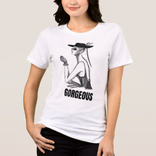 Elegantes Schwarz-Weiß-Modeillustrations-Shirt   G Tri-Blend Shirt