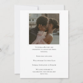 Elegantes Schwarz/Weiß Modernes Foto Hochzeit Save The Date