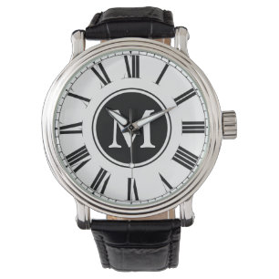Elegantes Schwarz-Weiß-Monogramm Armbanduhr