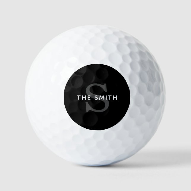 Elegantes Schwarz-Weiß-Monogramm-Benutzerdefiniert Golfball (Vorderseite)