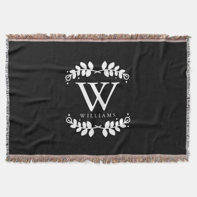 Elegantes Schwarz-Weiß-Monogramm Decke (Vorderseite)